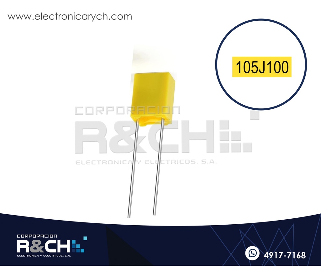 CB-105J Capacitor 1000nF 105J Film Poliester 100V | Electronica R&CH